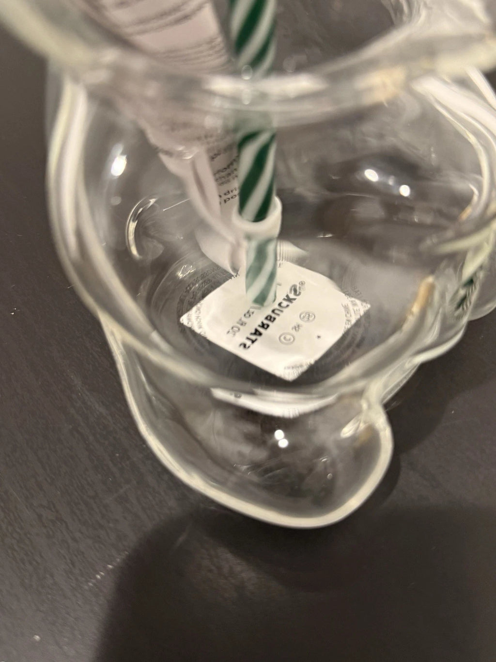 Starbucks Bear Glass Tumbler with Straw & Green Knit Lid Reusable Cold Cup